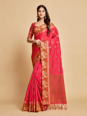 Vasudha Dusty Pink Zari Woven Design Chanderi Cotton Saree